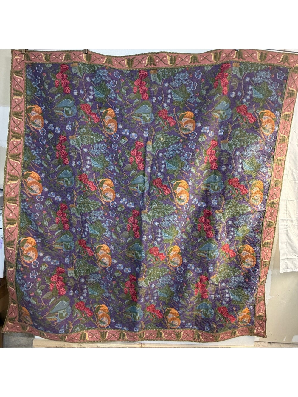 Woven Tapestry Throw Blanket Fruit Floral Pattern 50x54 Storage Location: F-6